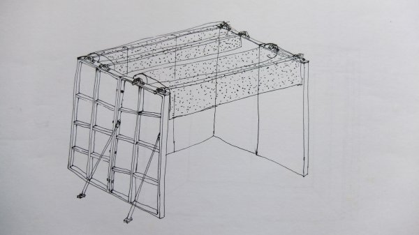 Croquis préparatoire pour le système de descente de "Press" (Pierre Rigal)